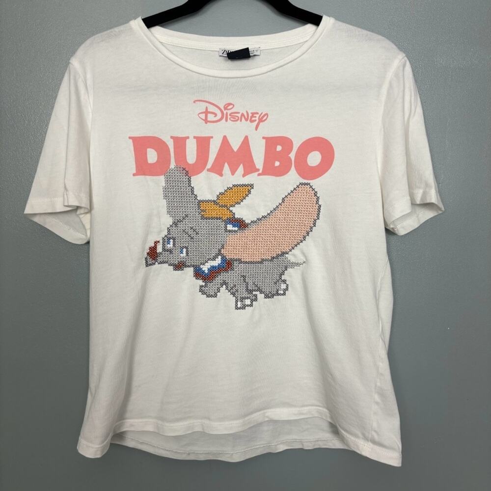 Zara x Disney Dumbo Cross-Stitch Graphic Tee Short Sleeve Shirt Women’s Large